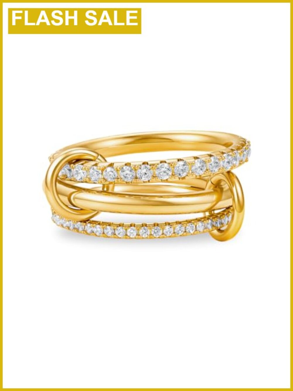 18k Gold Plated CZ Interlocking Stack Ring Set for Women
